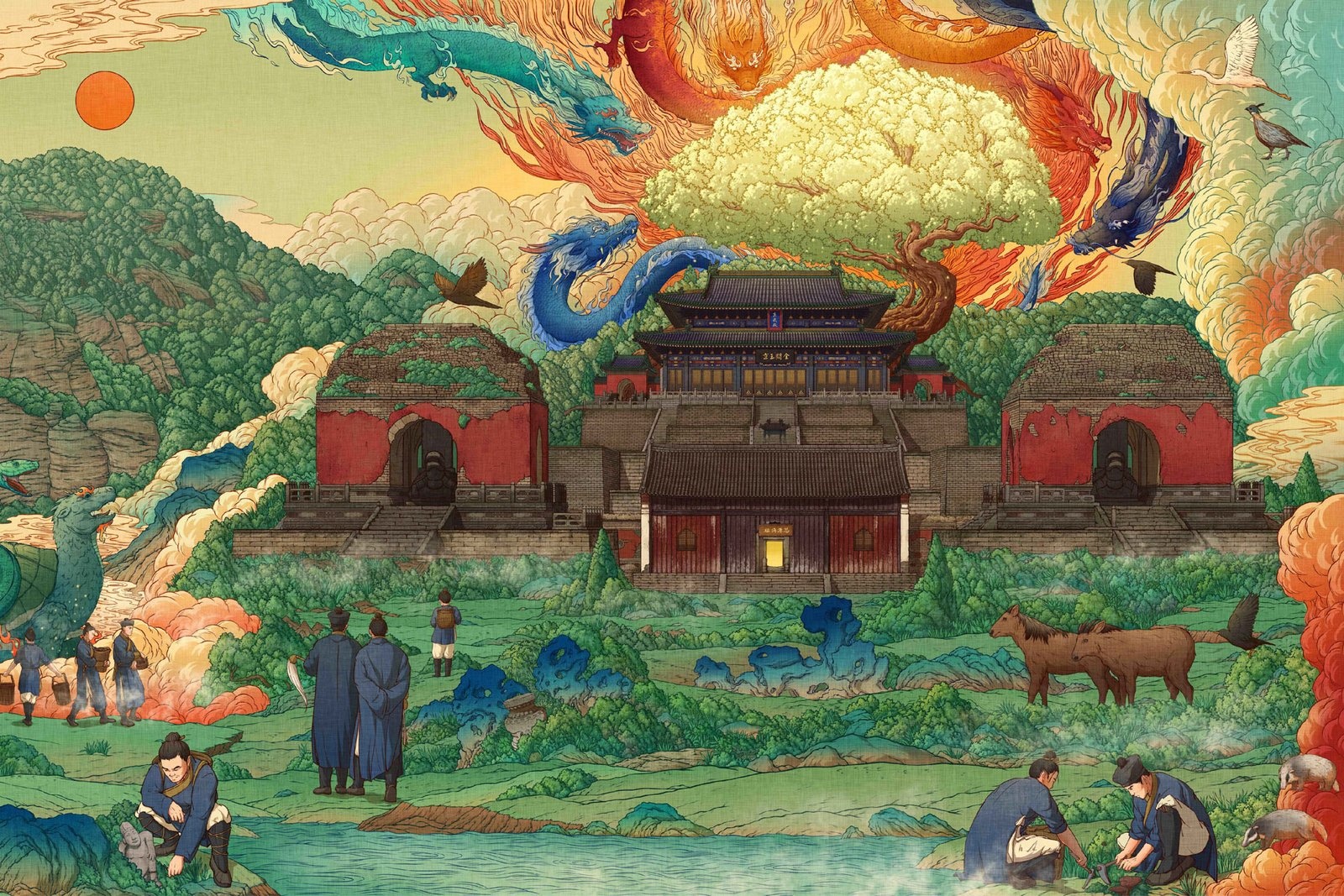 A Journey Through the Mystical Peaks: Exploring China’s Cultural Heritage in the Wudang Mountain Series Illustrations