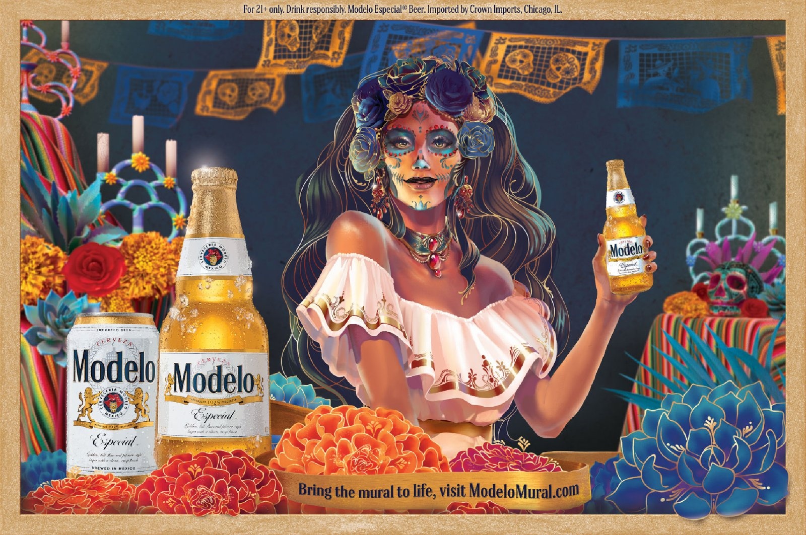 Be Amazed by the Beautiful Modelo Dias de los Muertos AR Mural