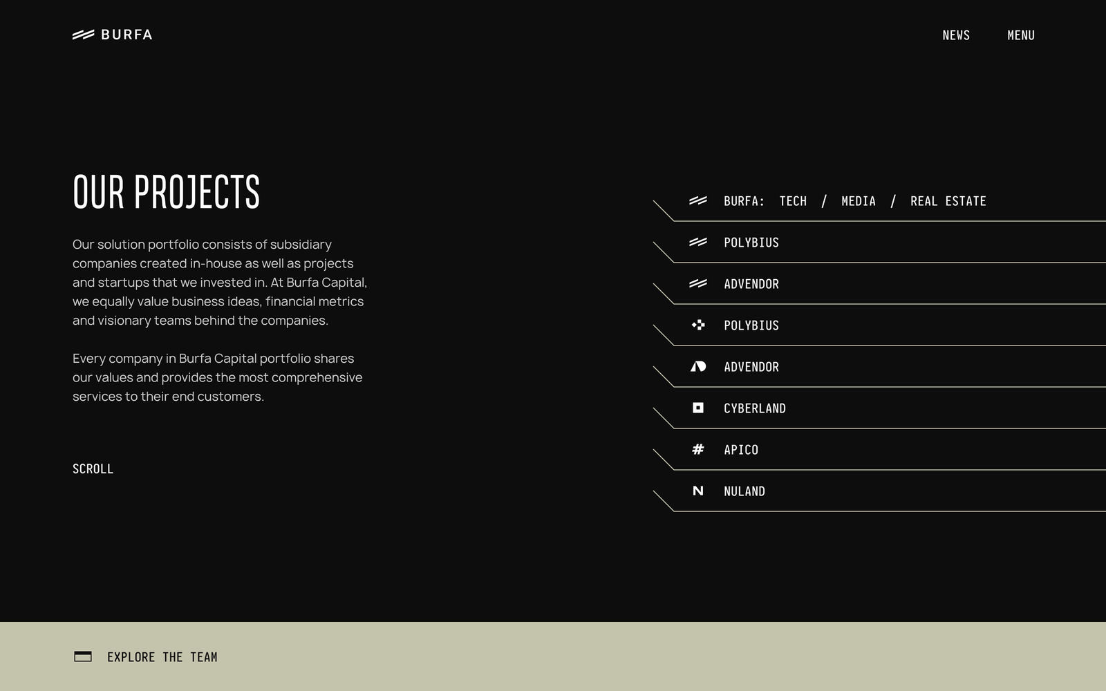 Website for an investment company | 2020